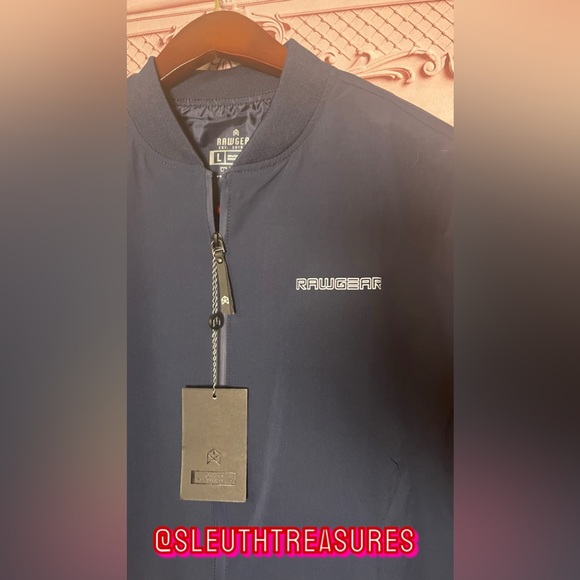 NWT Men’s Raw Gear Navy Blue Long Sleeve Full Zip Lightweight Jacket Size Large - Picture 2 of 7